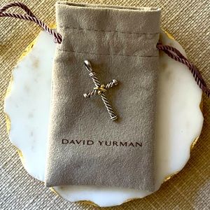 David Yurman sterling and 18k cable cross pendant